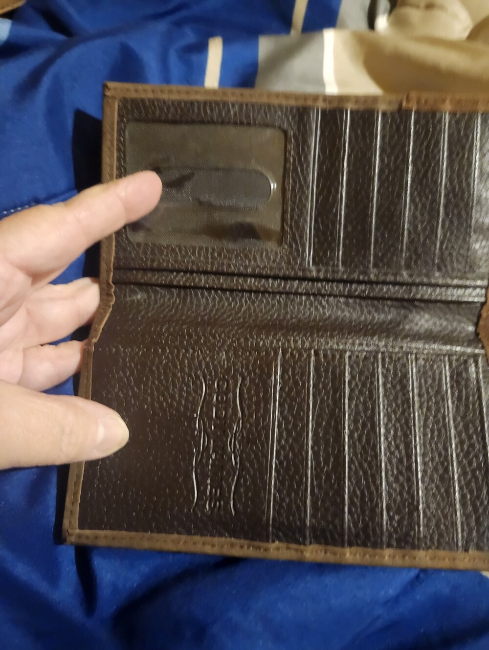 Brown Embossed Leather Wallet with Decorative Concho - Picture 2 of 5